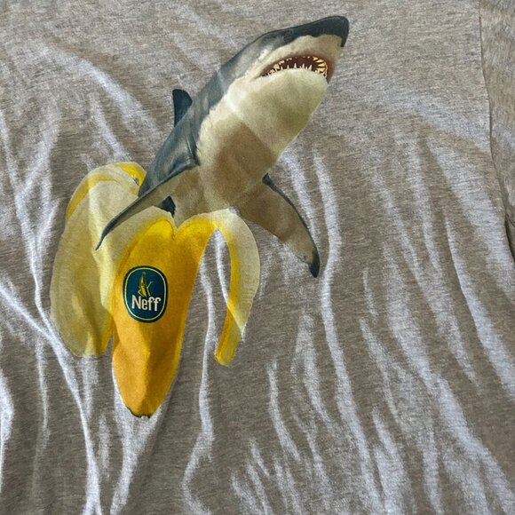 neff Men's Sharknana Tee Size Large Shark Banana Crew Neck Graphic Screen Print - Picture 6 of 8